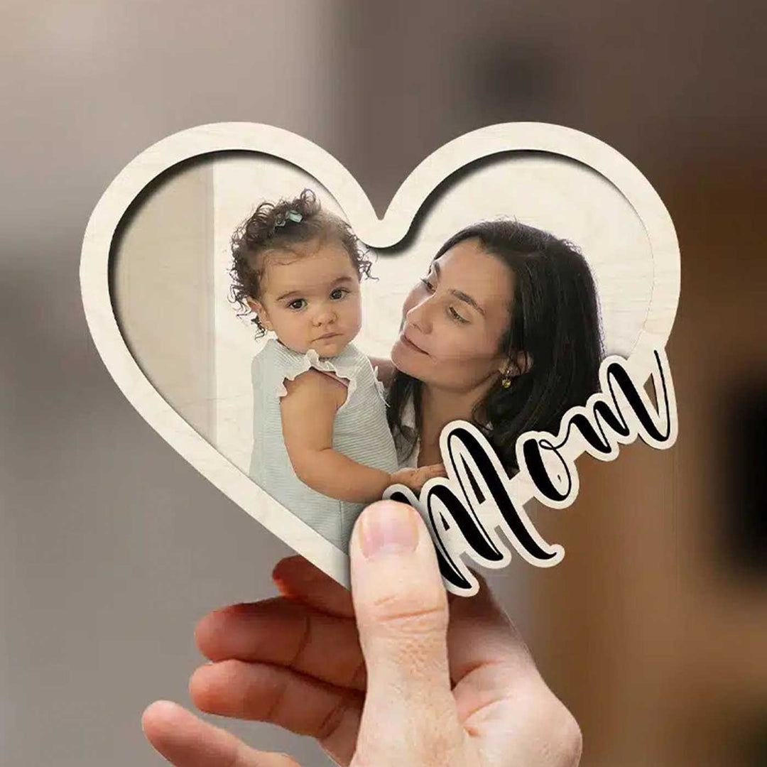 Photo Personalized Heart Shaped Wooden Fridge Magnet