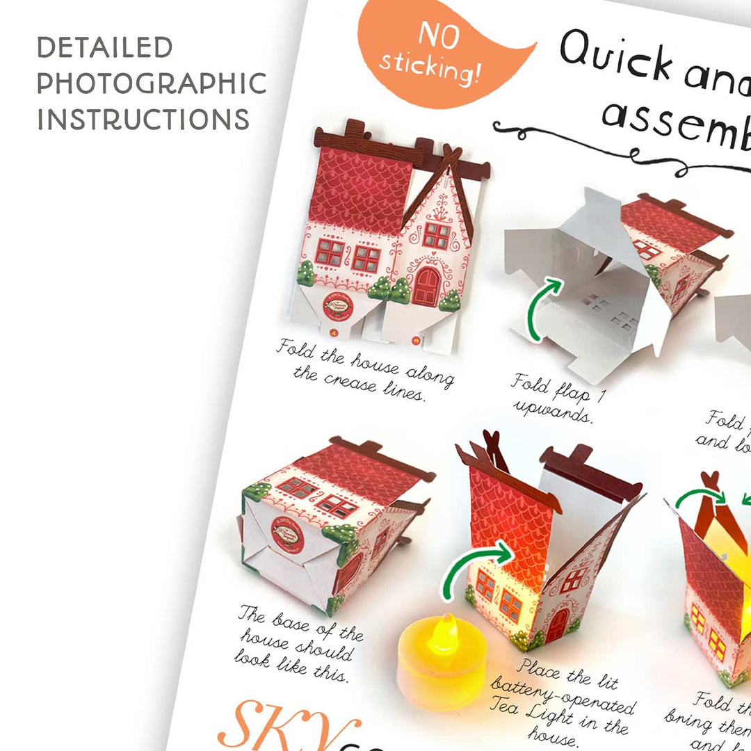 Mini Christmas Village DIY Paper Craft Kit | Set Of 12