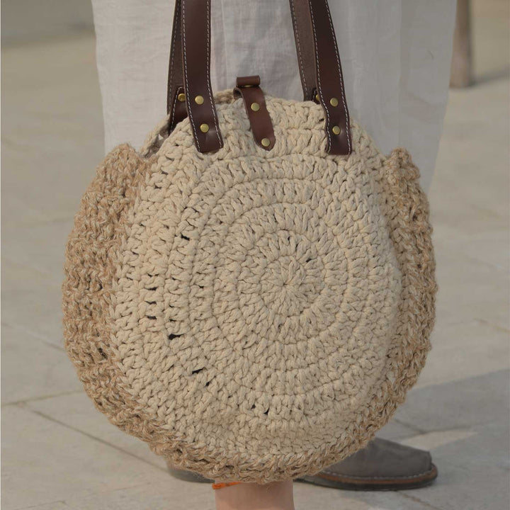 Handmade Crochet Off White United Urbane Shoulder Bag