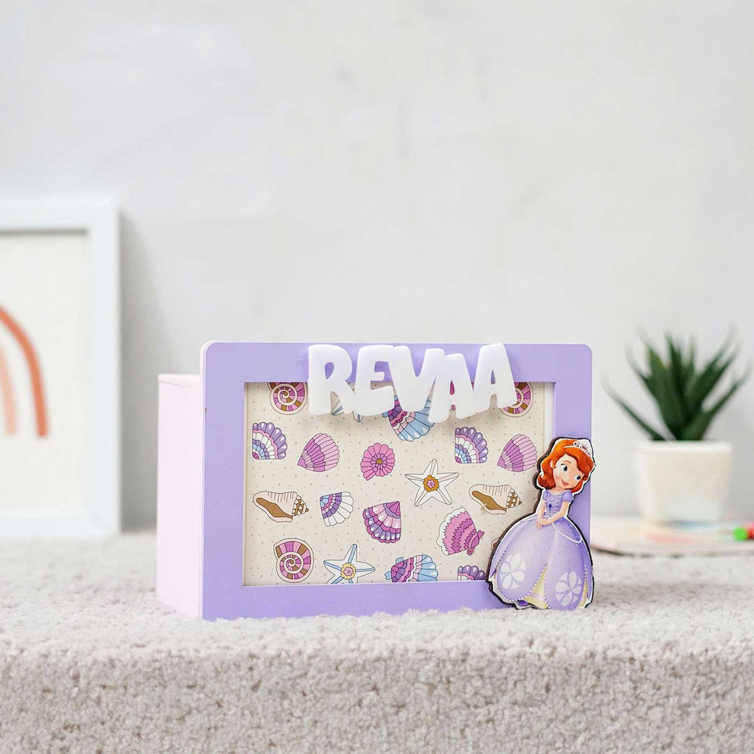 Personalized Princess Theme Frame With Piggy Bank