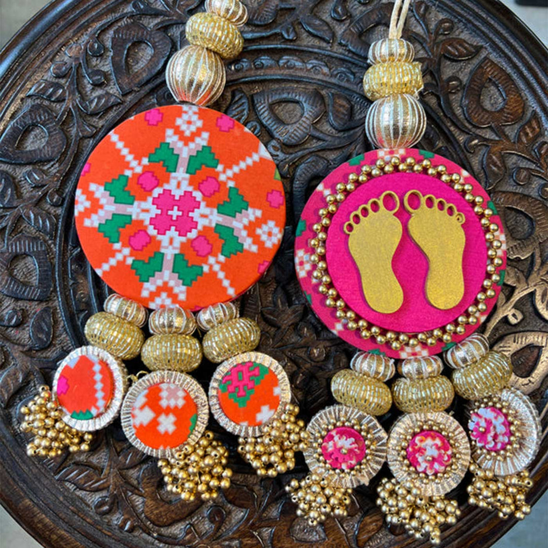 Handmade Pink Lakshmi Pagla Reversible Hanging | Set Of 2