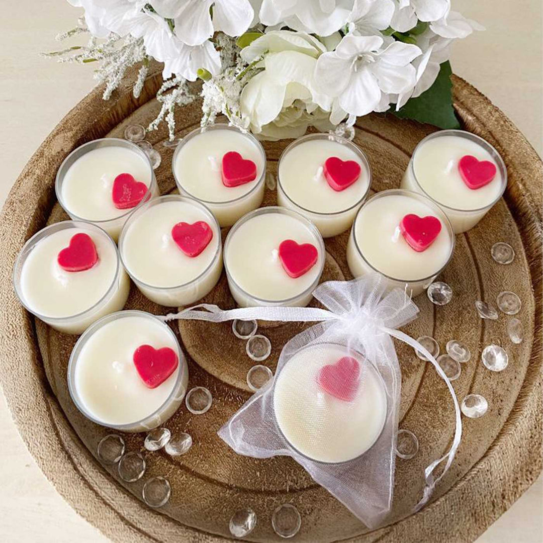 Mini Heart Wax Tealight Candle | Set Of 6