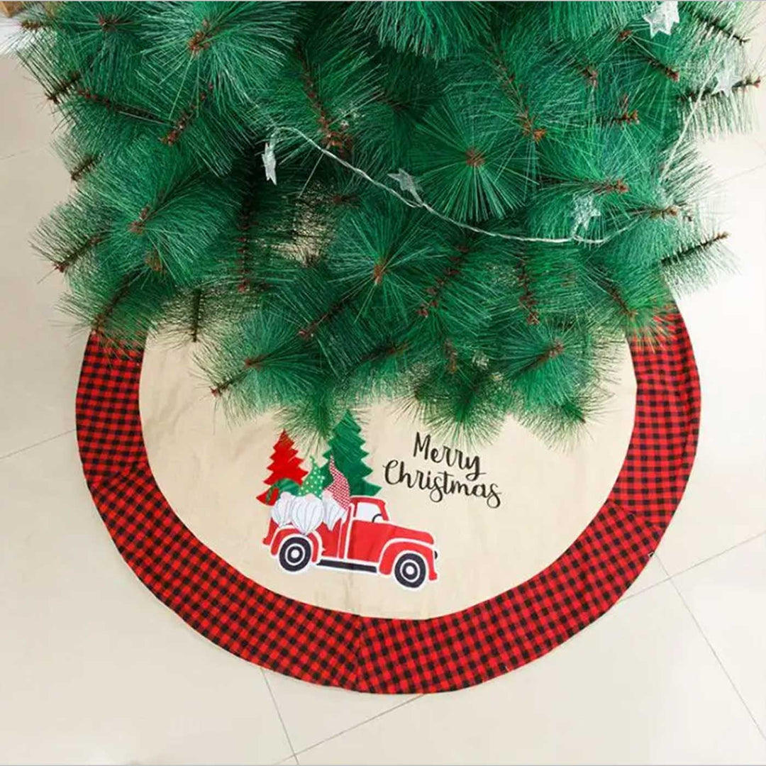 Personalized Santa's Joyride Cotton Tree Skirt For Christmas Tree Decoration