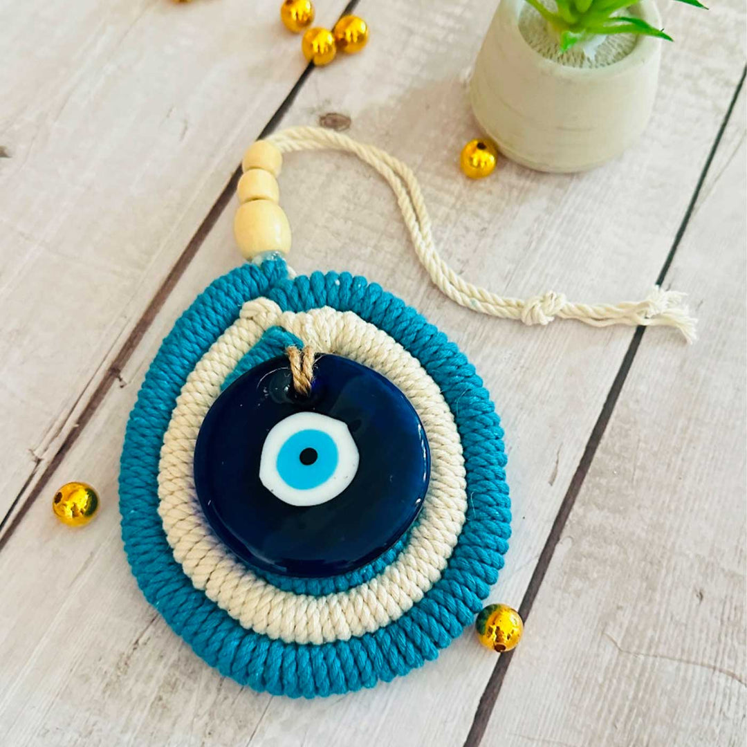 White & Blue Rope Evil Eye Hanging