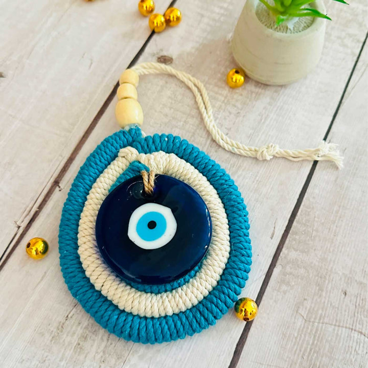 White & Blue Rope Evil Eye Hanging