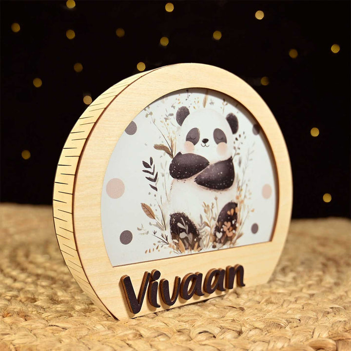 Personalized Panda Theme Wooden Table Lamp With 3D Letters