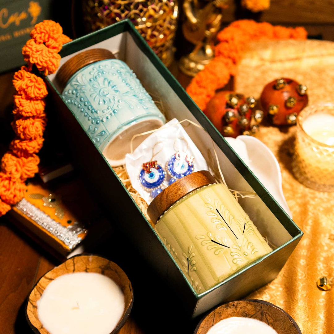 Premium Artistry Jar Diwali Ceramic Gift Hamper | Set Of 3