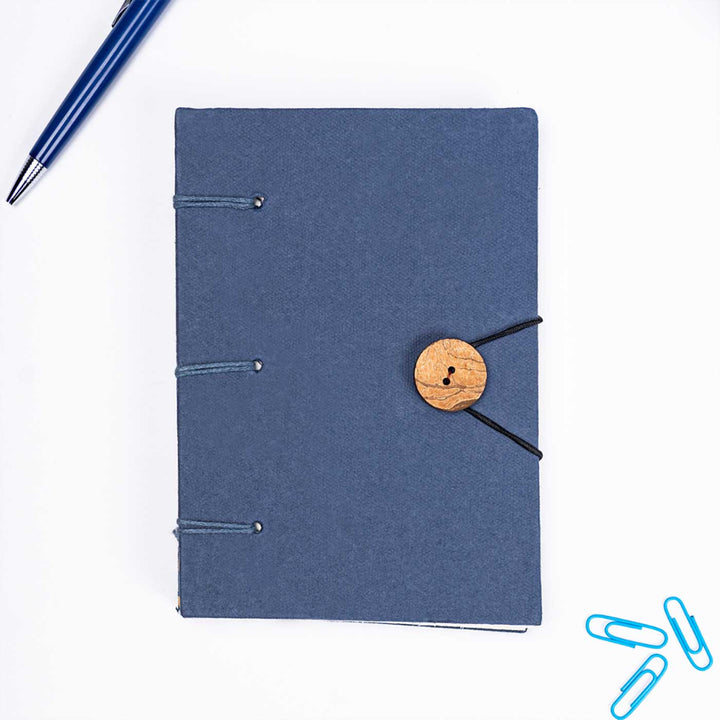 Handmade Unruled Blue Button Hardbound Journal | 120 Gsm, 70 Pages