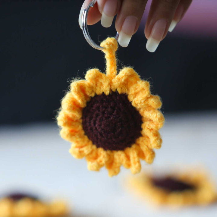 Handmade Crochet Sunflower Key Chain | Set Of 2