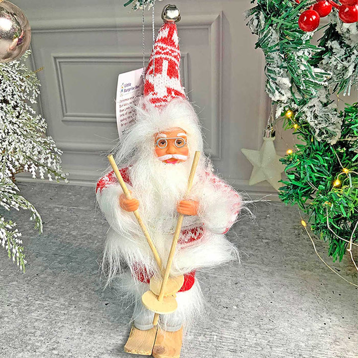 Handmade Skiing Santa Claus Self Standing Ornaments For Christmas Tree Decoration