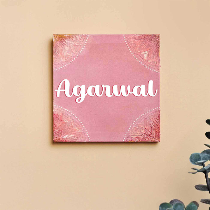 Personalized Pink Elegance Mdf Wood Name Plate