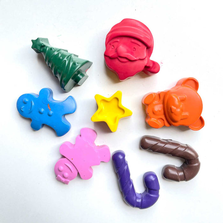 Handmade Christmas Themed Non-Toxic Wax Crayons for Kids | Set Of 8 | Secret Santa Gift