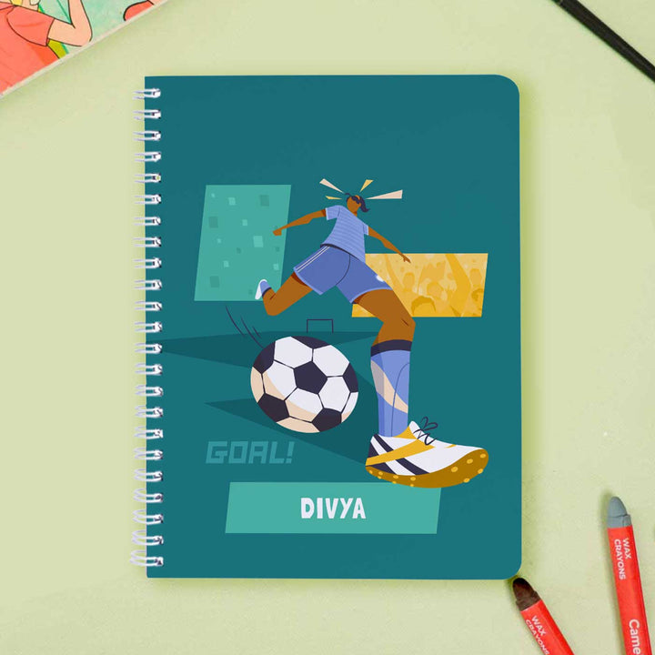 Personalized Football Goals Girl Theme Spiral Bound Notebook | 60 Pages