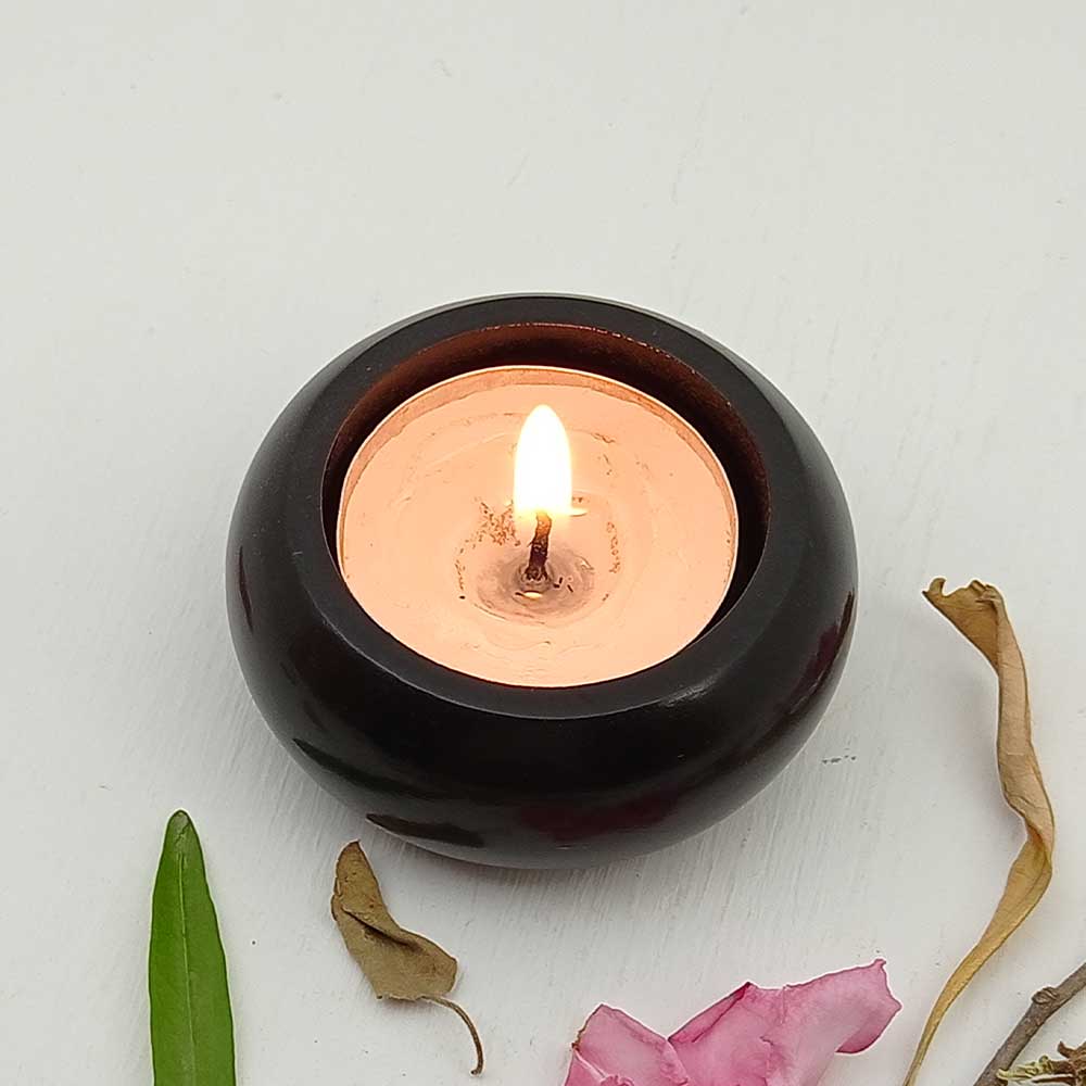 Handmade Black Reda Tyre Shape Candle Holder | Set of 4