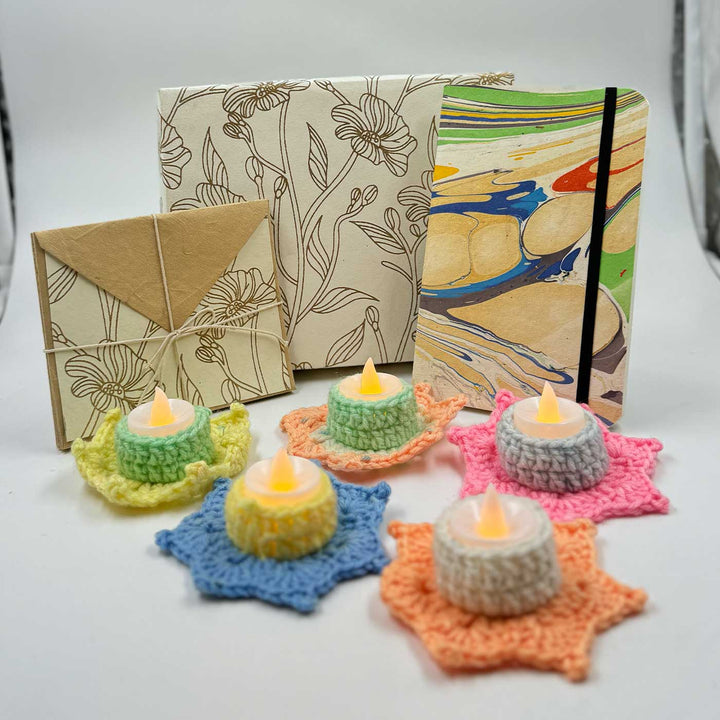 Handmade Multi Colour Golden Tealight Holder Gift Hamper | Set Of 11