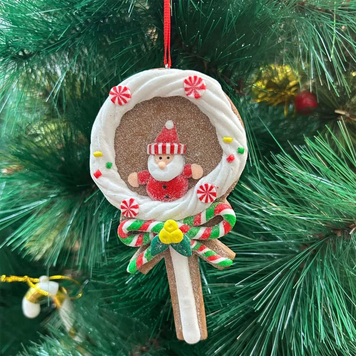 Handmade Santa Lollipop Clay Ornaments For Christmas Tree Decoration