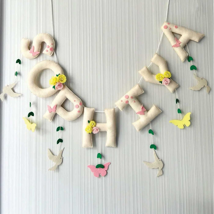 Personalized Birds & Butterflies Felt Bunting / Garland For Kids