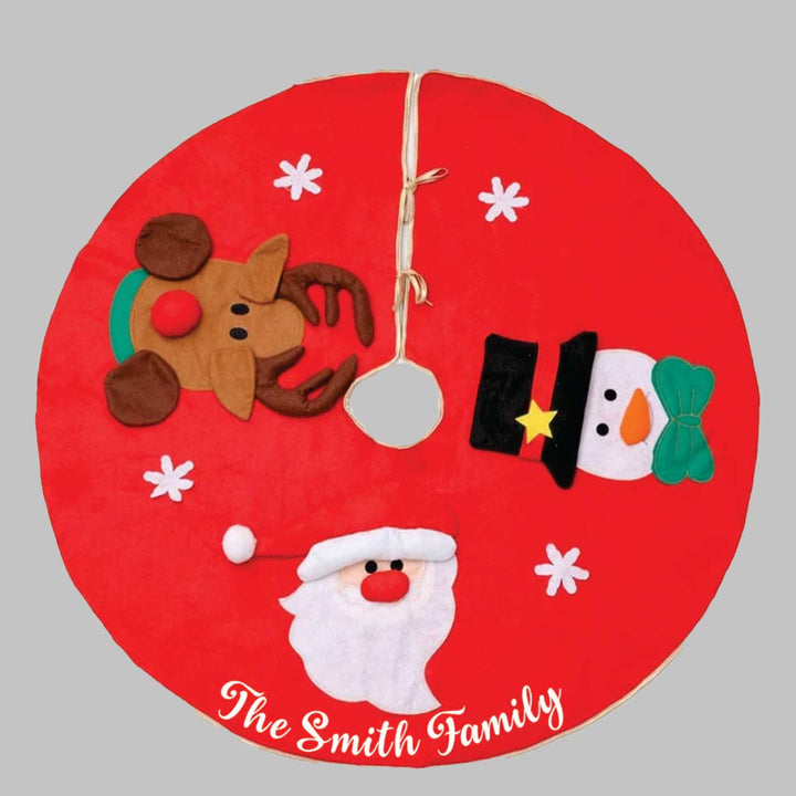 Personalized Santa & Friends Felt Tree Skirt For Christmas Tree Decoration