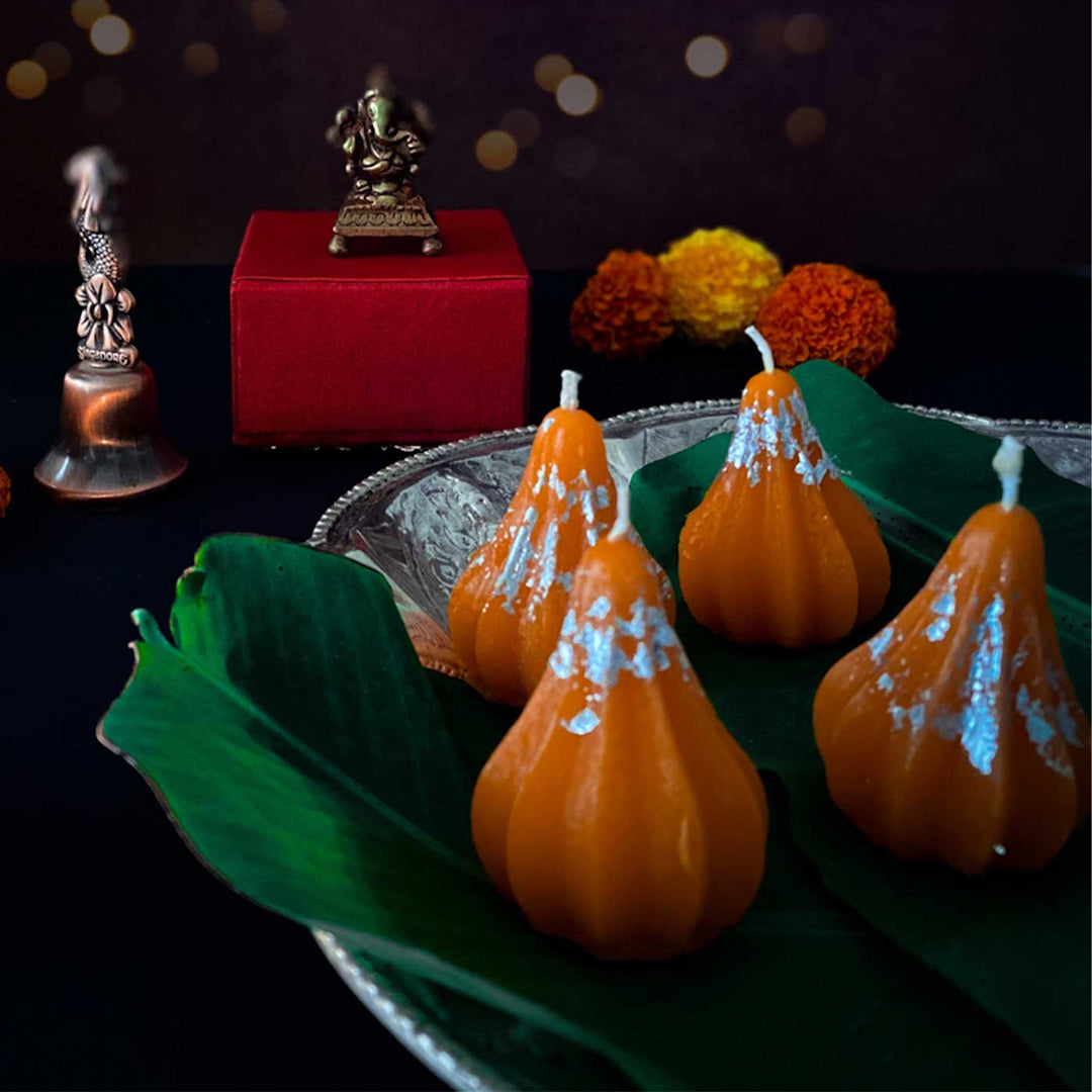 Handmade Big Modak Wax Scented Mithai Candle | Set of 4