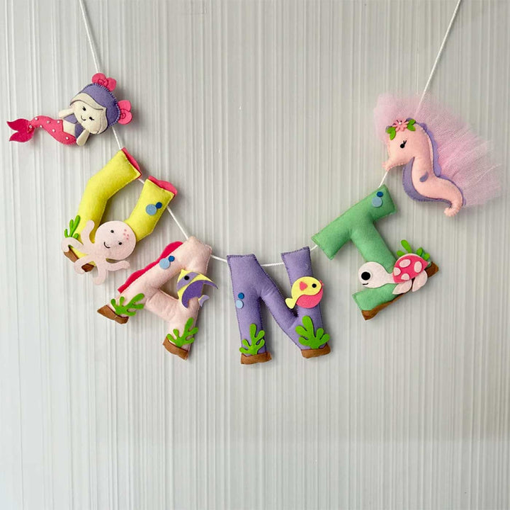 Personalized Pink Mermaid Felt Bunting / Garland For Kids