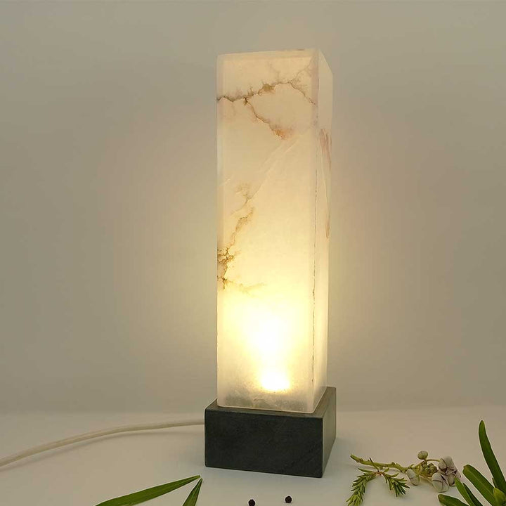 Handmade White Aaus Alabaster Table Lamp