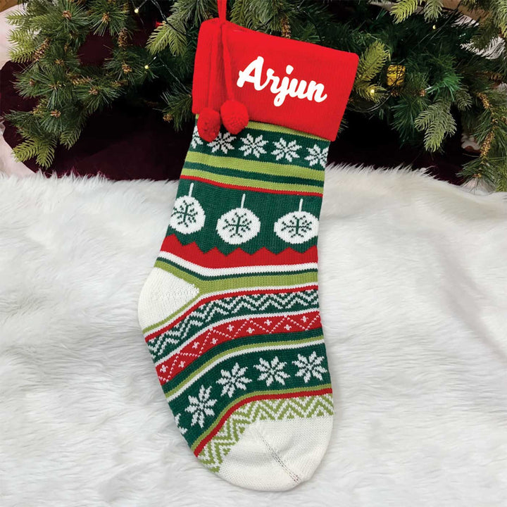 Personalized Handwoven Knitted Woolen Stockings For Christmas Decoration