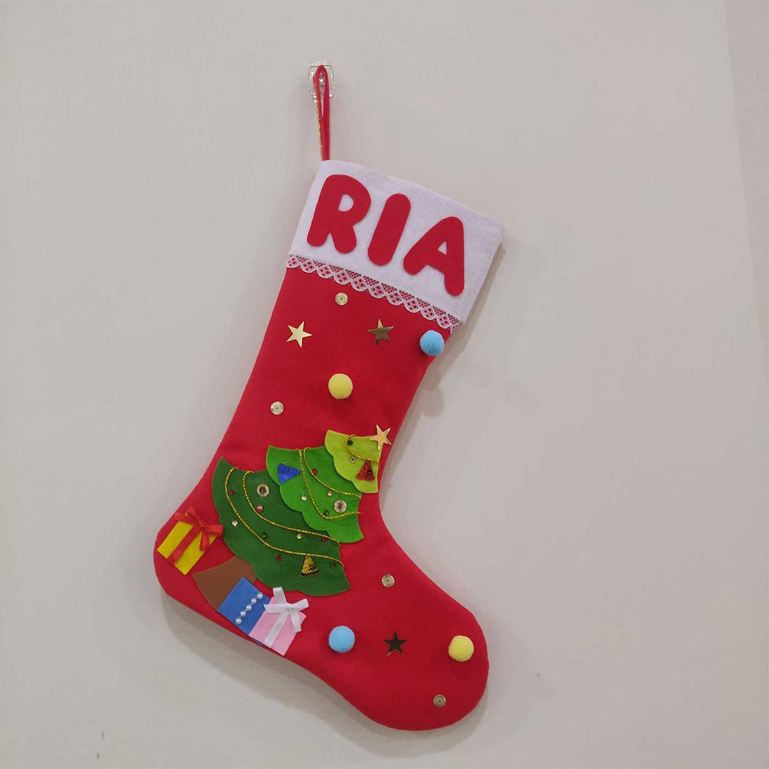 Handmade Felt Tree Christmas Stocking