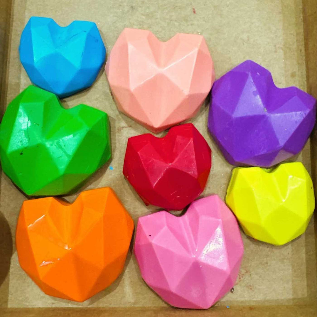 Handmade Non-Toxic Heart Shaped Crayons | Set Of 8