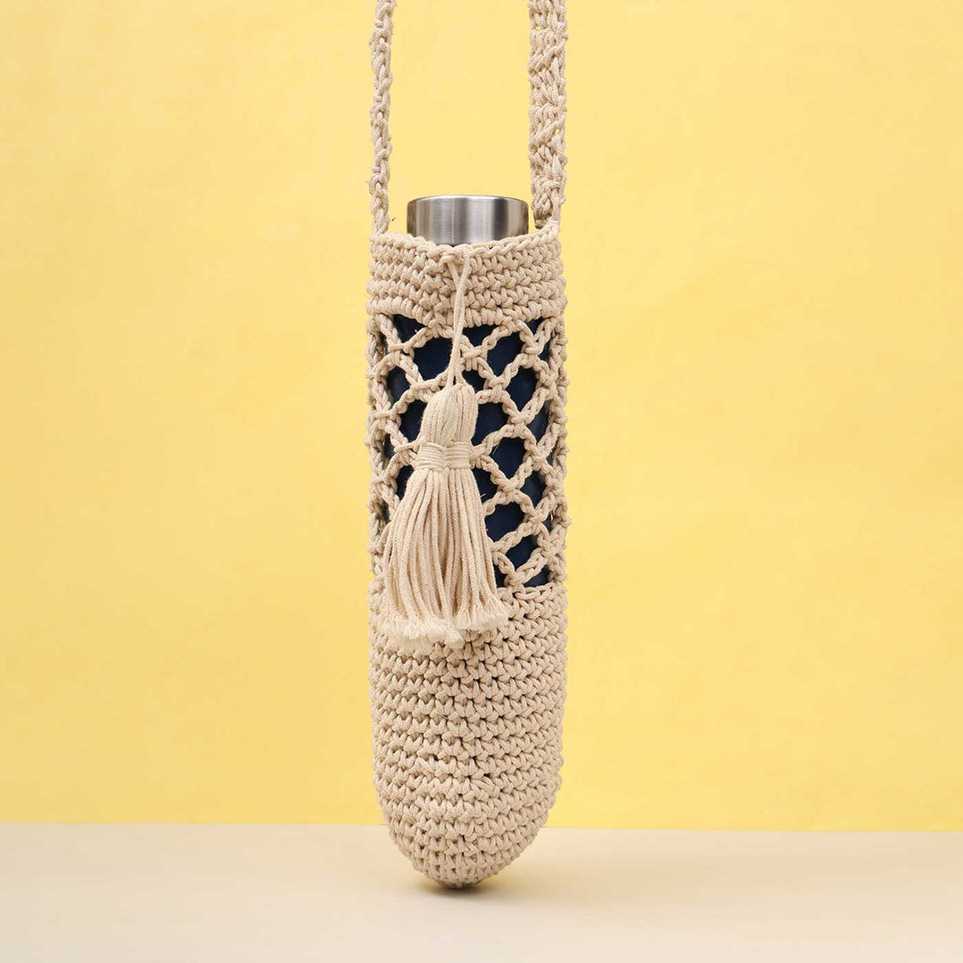 Handmade Crochet Water Bottle Tote Bag