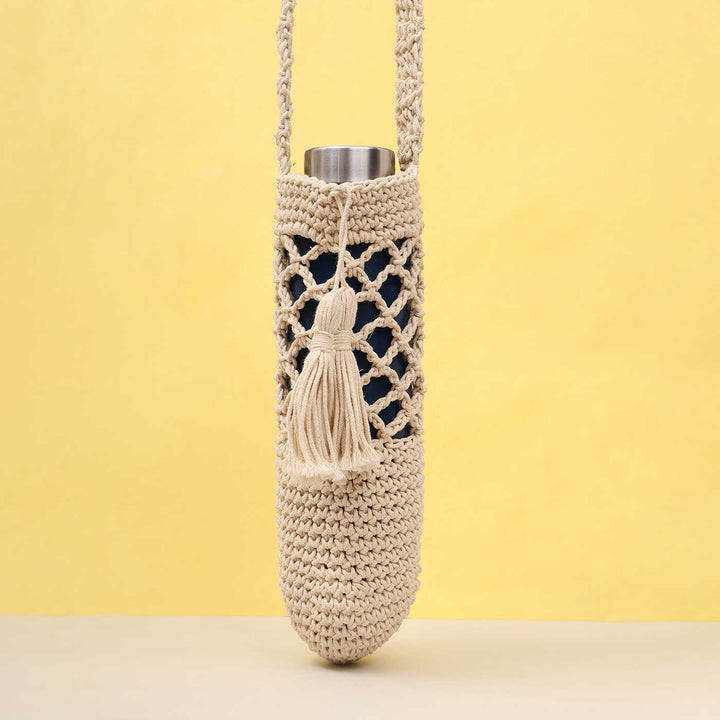 Handmade Crochet Water Bottle Tote Bag