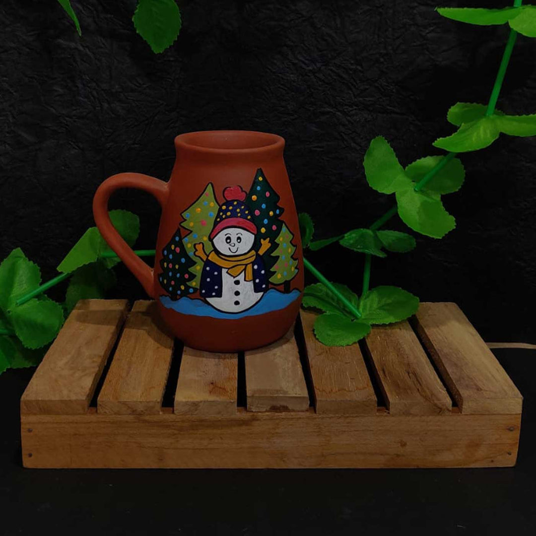 Hand-Painted Snowman Terracotta Mugs | Secret Santa Gift Ideas