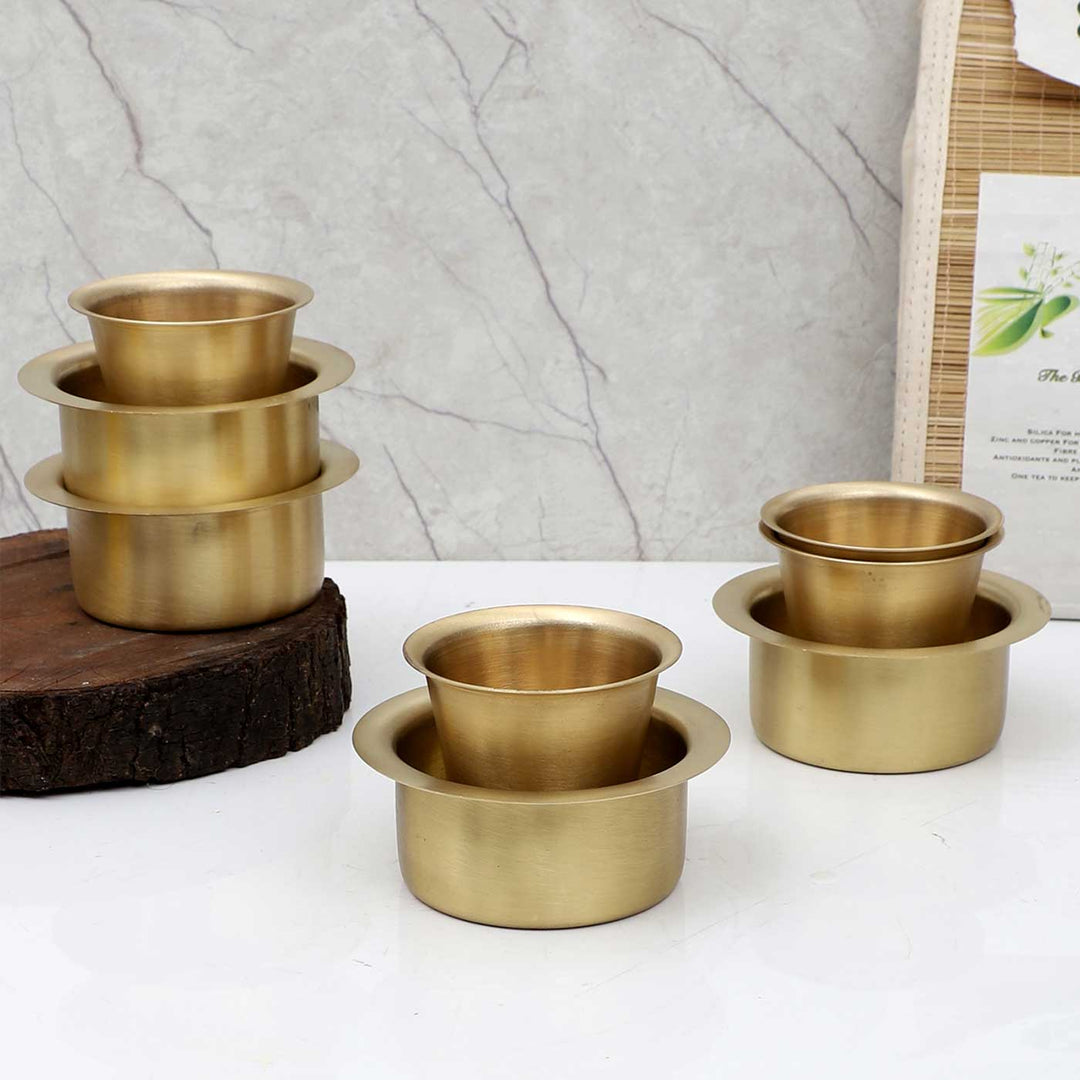 Handmade Brass Filter Coffee Bowl & Glass | Set Of 8