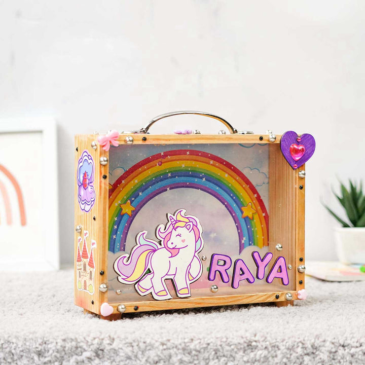 Personalized Unicorn Theme Acrylic Piggy Bank For Kids