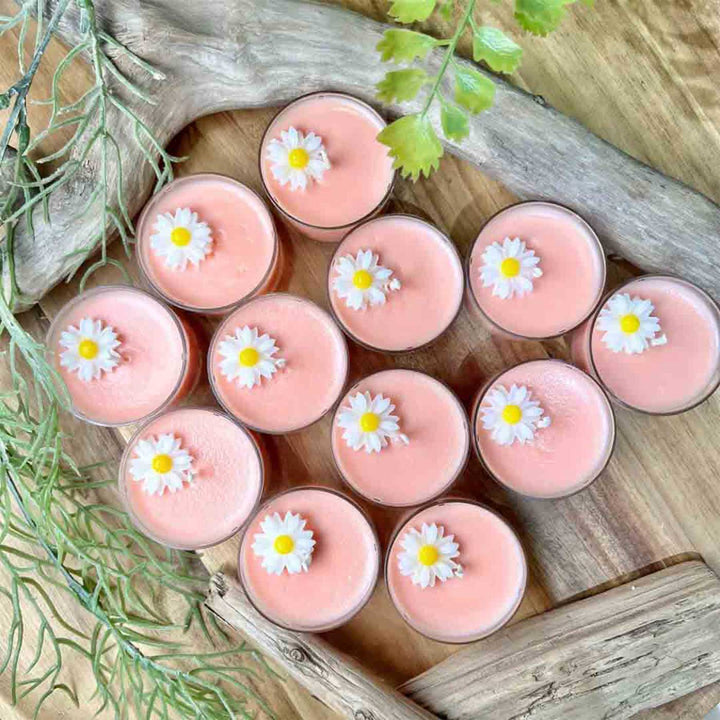 Daisy Themed Wax Tealight Candle | Set Of 6