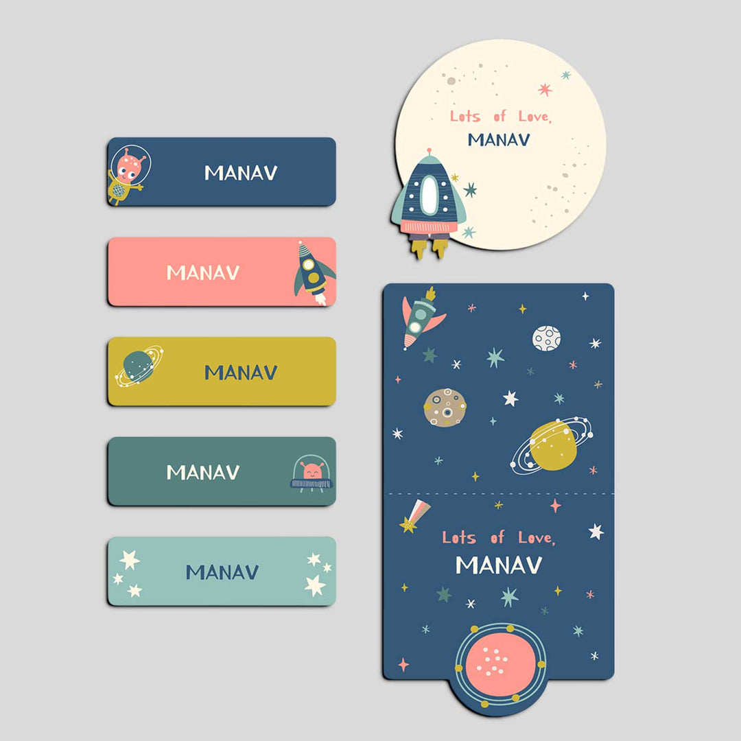 Personalized Space Explorer Theme Sticker Sheet | 40 Stickers