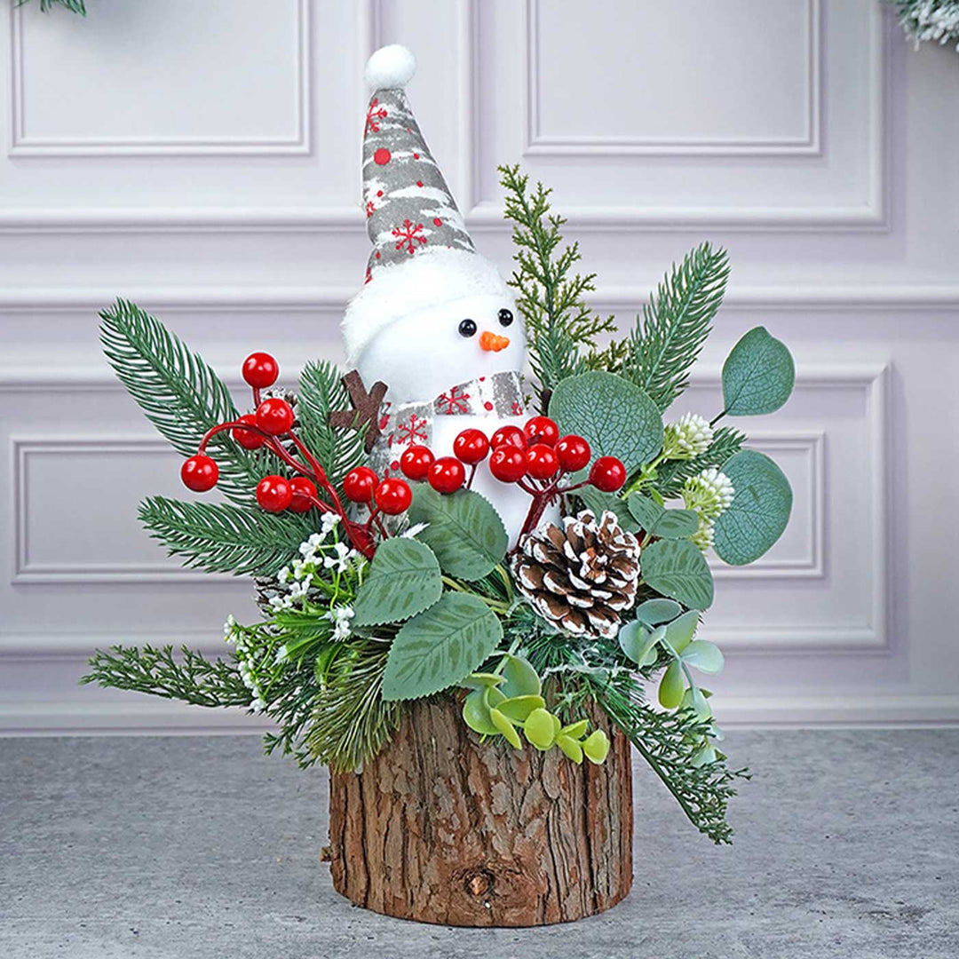 Snowman With Wood Wooden Decor For Christmas Table Decoration