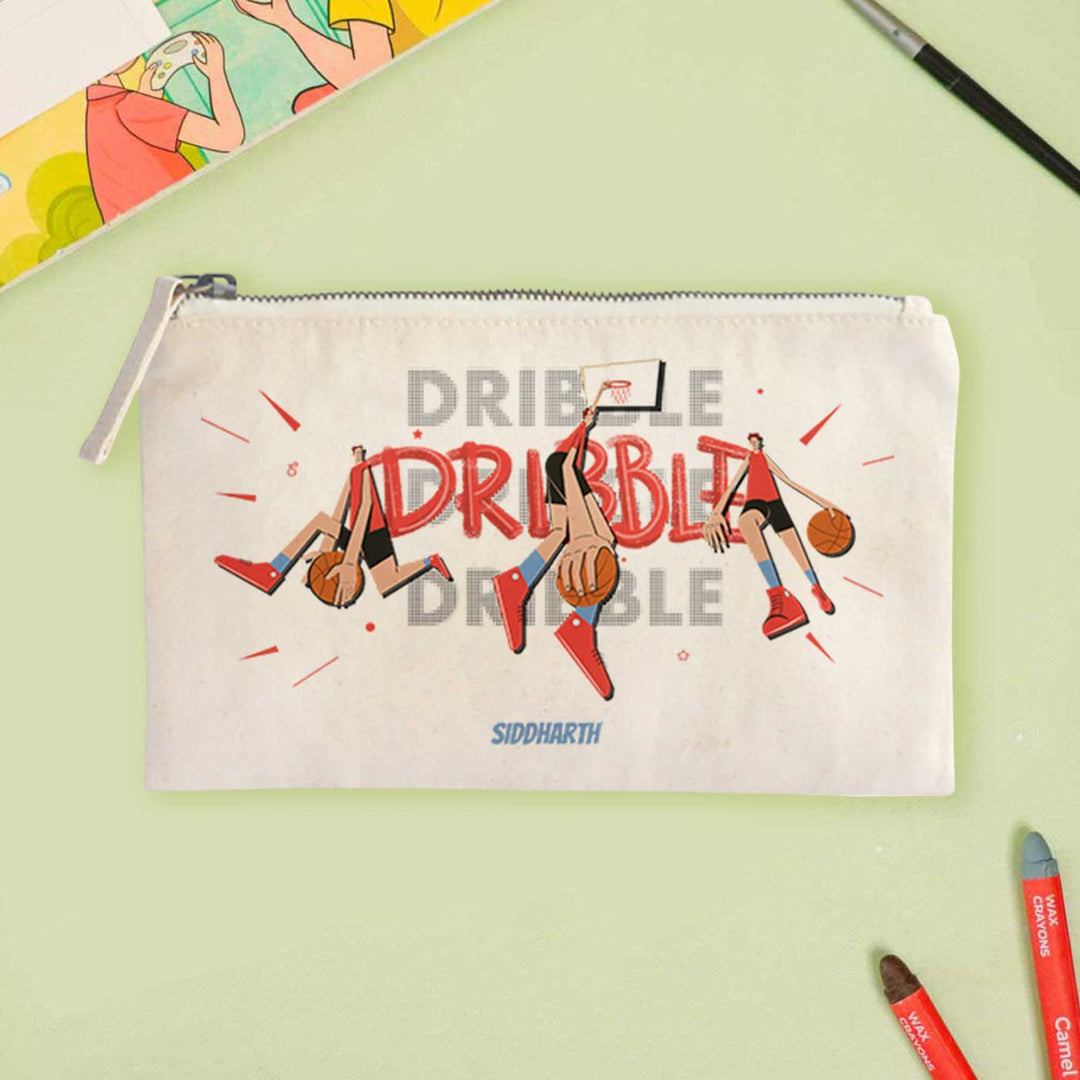 Personalized Basketball Fever Boy Theme Cotton Pencil Pouch