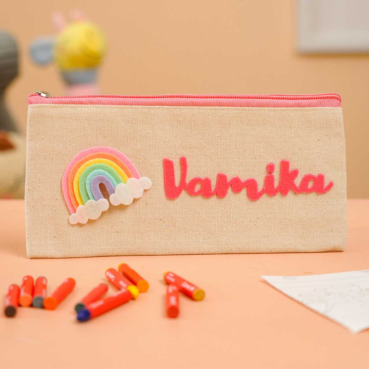 Personalized Rainbow Theme Stationary Pouch