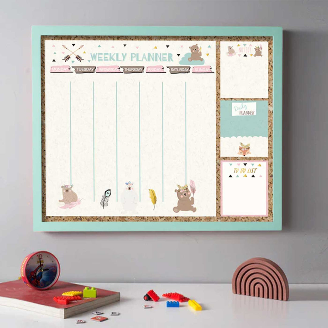 Handmade Weekly Planner Wooden Pinboard For Kids