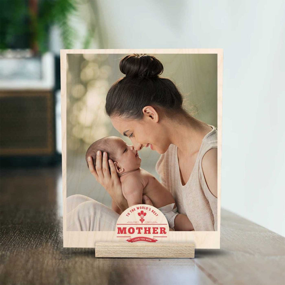 Photo Personalized World'S Best Mom Wooden Photo Frame