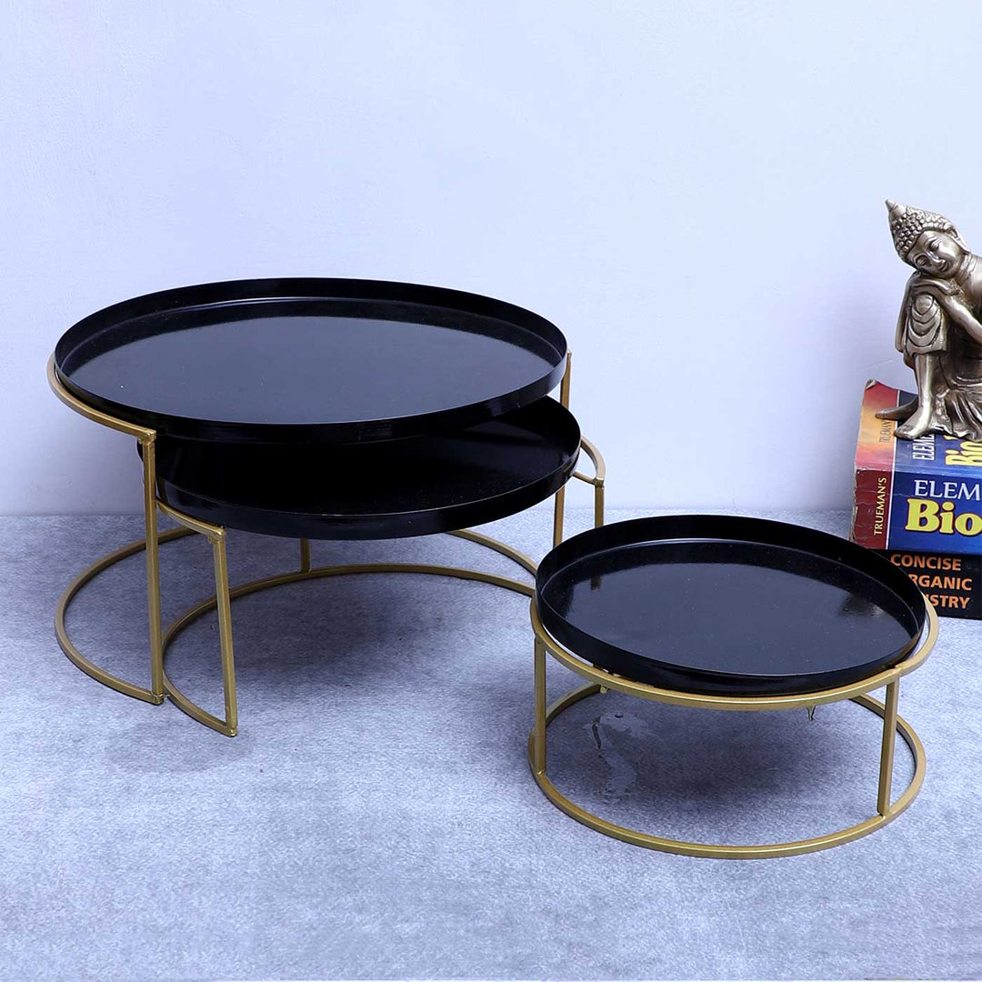 Handmade Black & Gold Buffet Riser Platter | Set Of 3