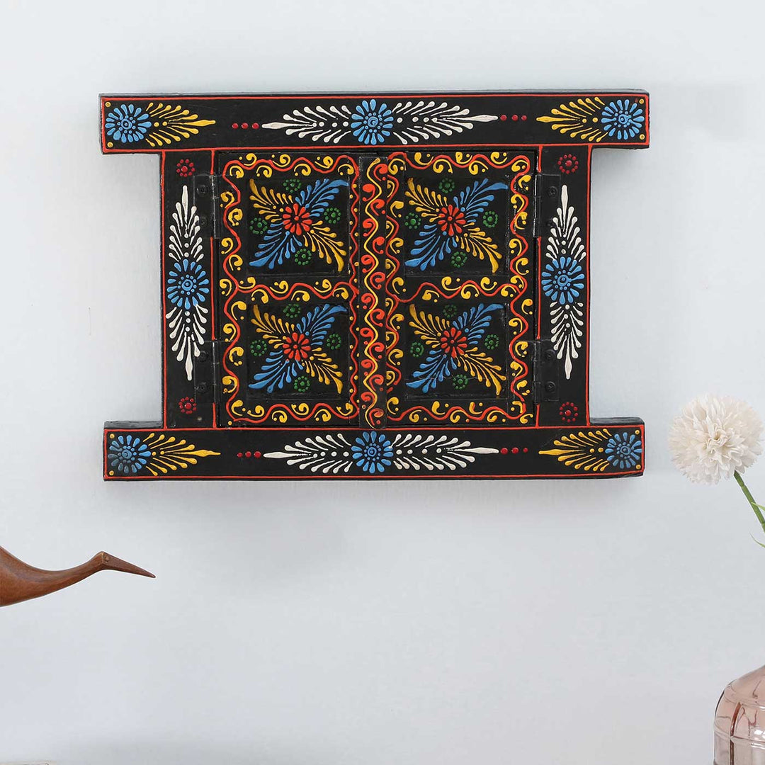 Handmade Decorative Black Wooden Window Wall Decor