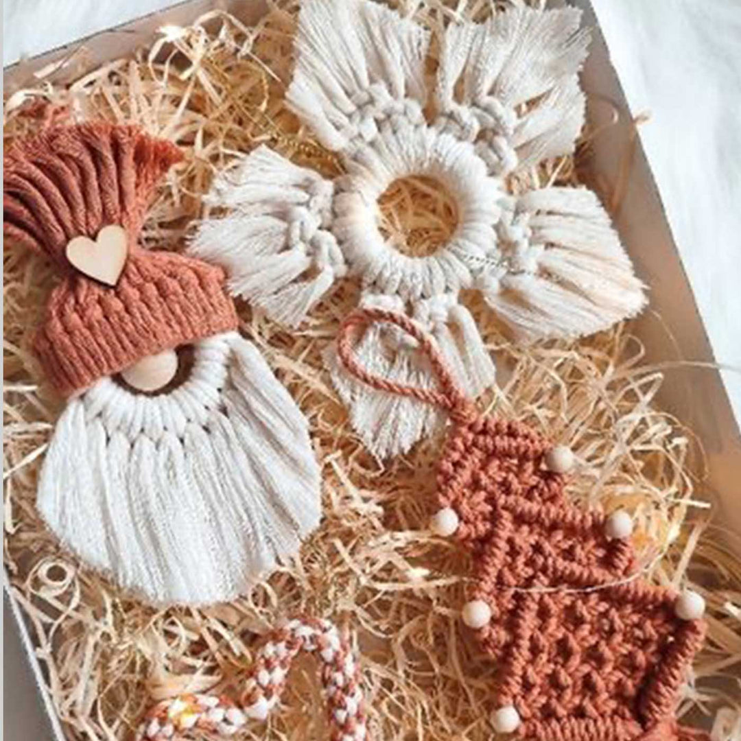 Handmade Assorted Macrame Christmas Ornaments | Set Of 5