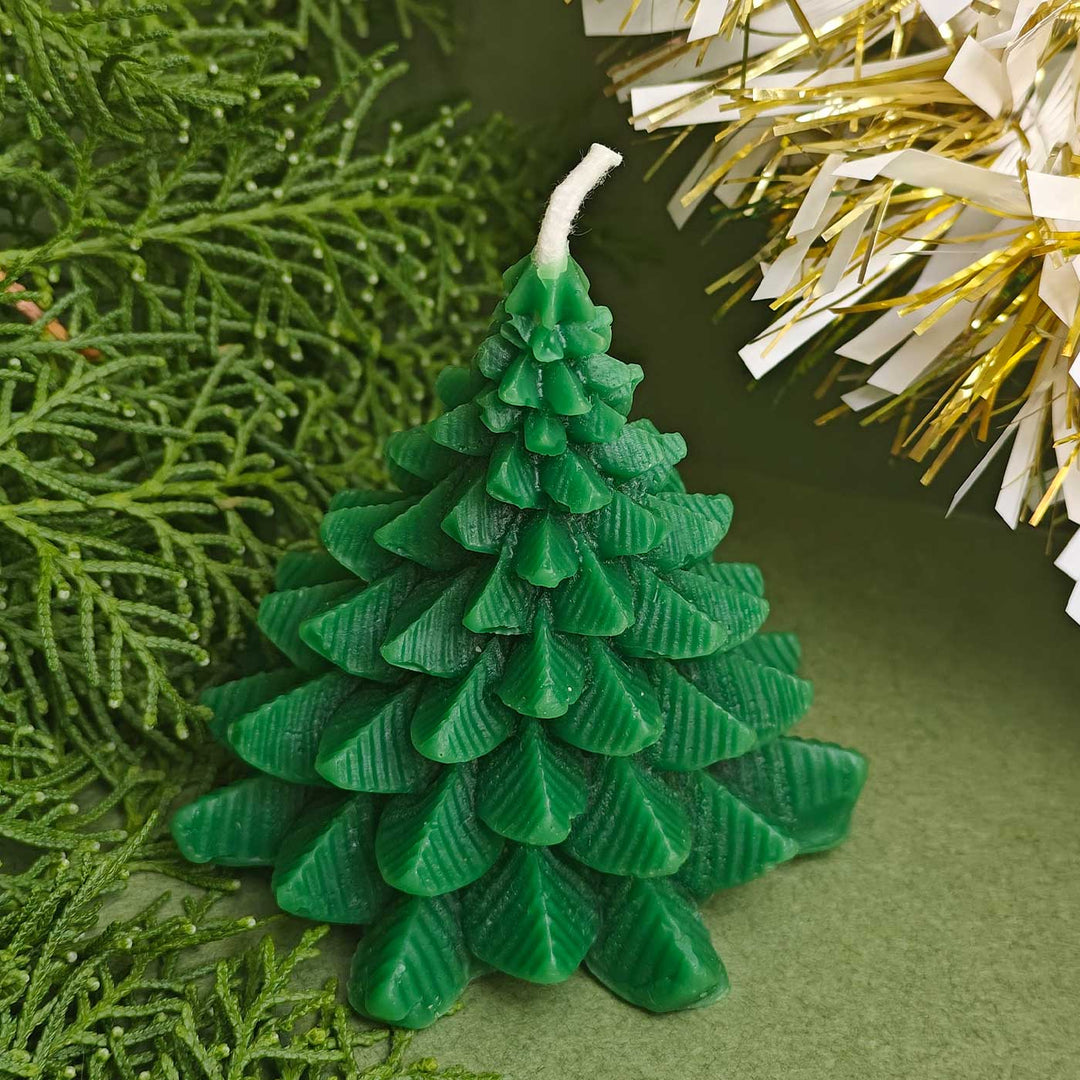 Handmade Green Xmas Tree Soy Wax Candle For Christmas Decoration