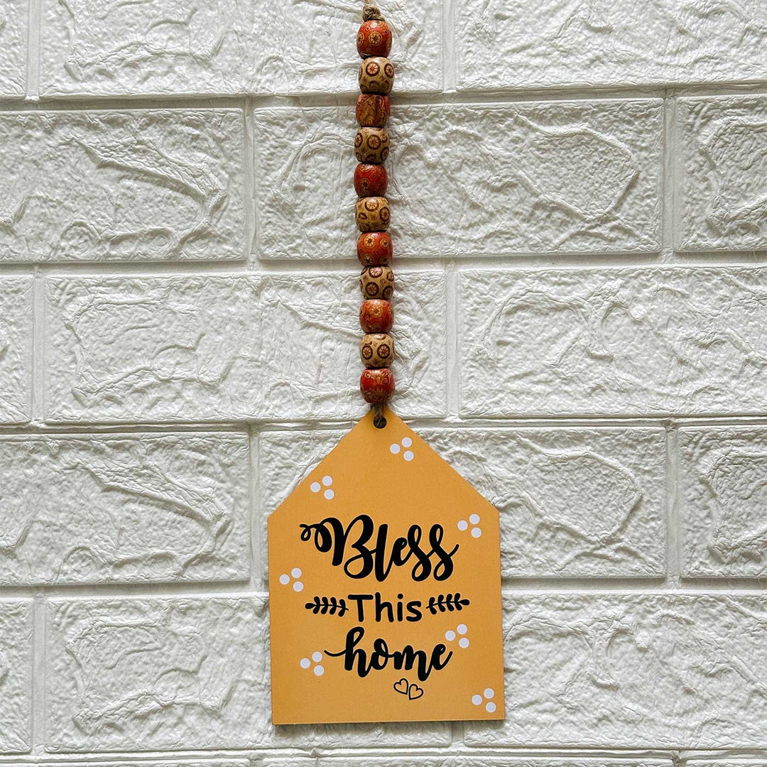 Beaded Bless This Home Jute Hanging