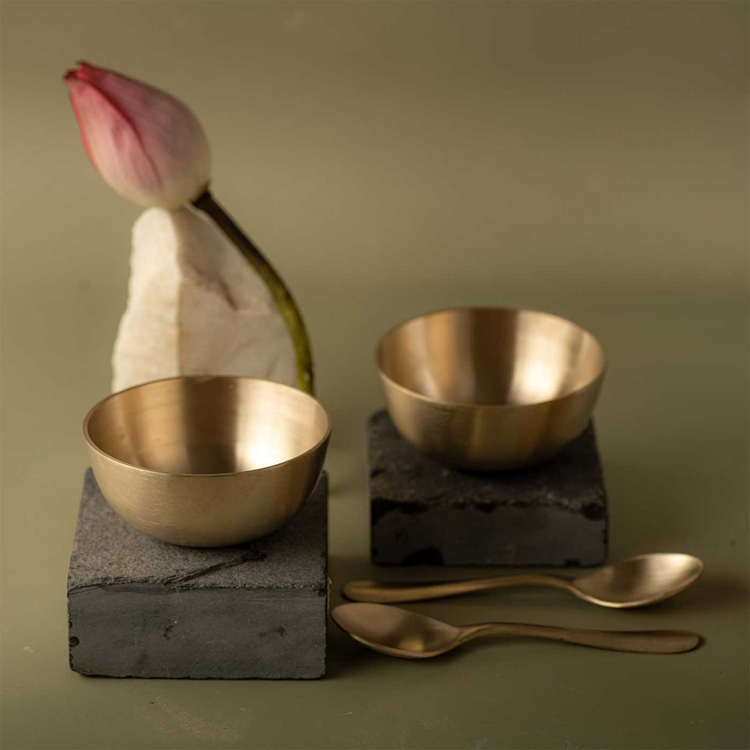 Handmade Gul Brass Serveware | Set Of 4