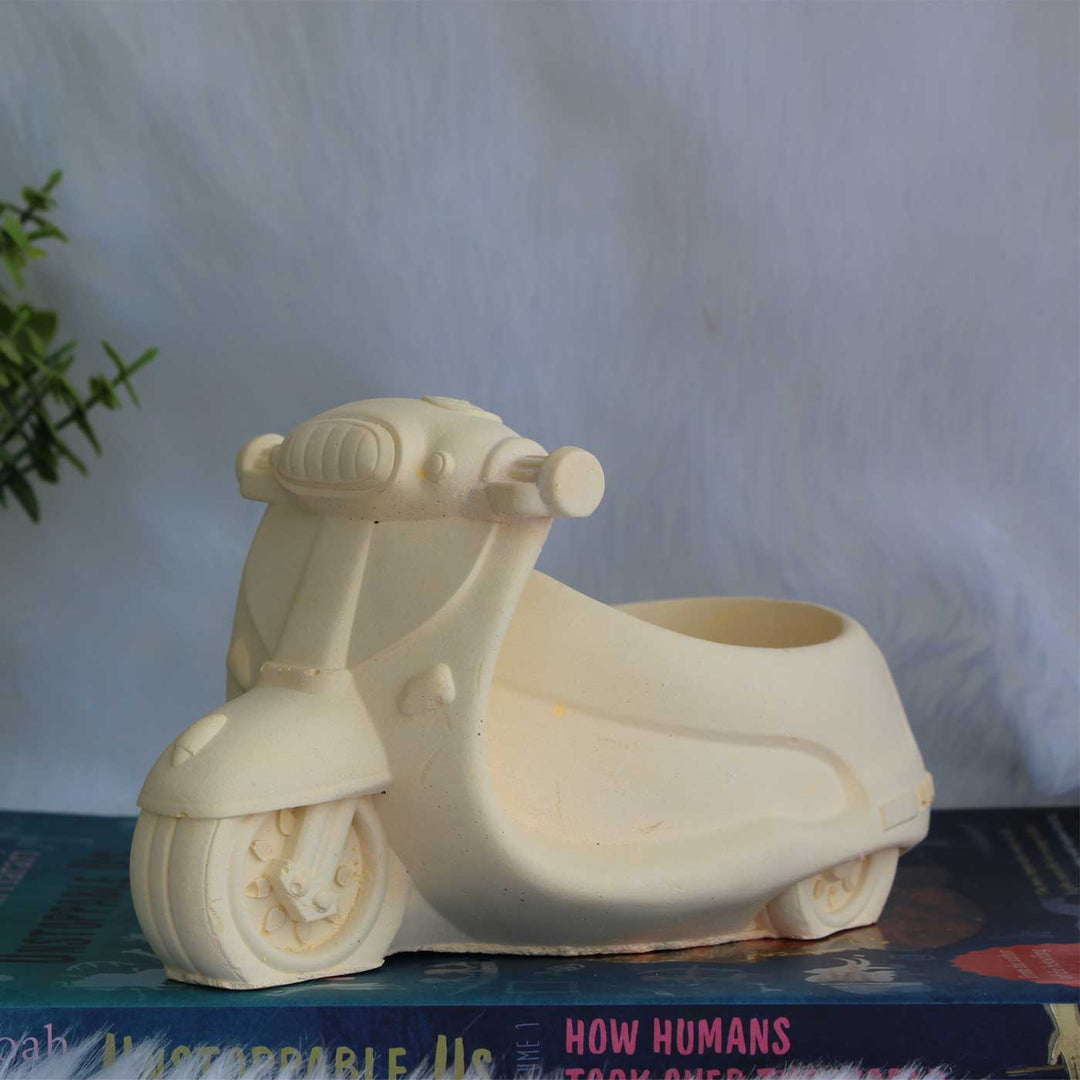 Hand-Painted Scooter Terracotta Planter Pot