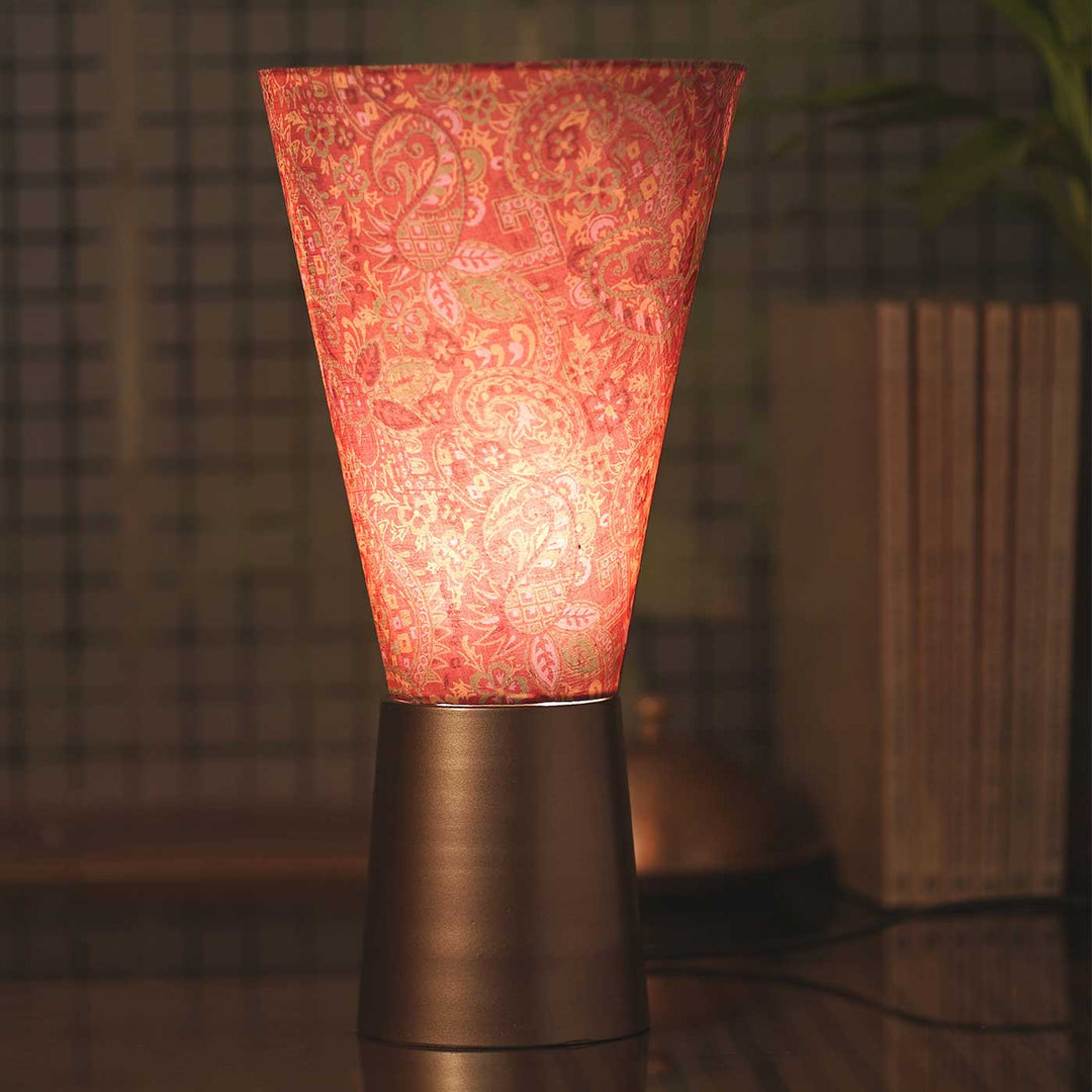 Handmade Jai Paisley Iron Table Lamp With Blue Printed Shade