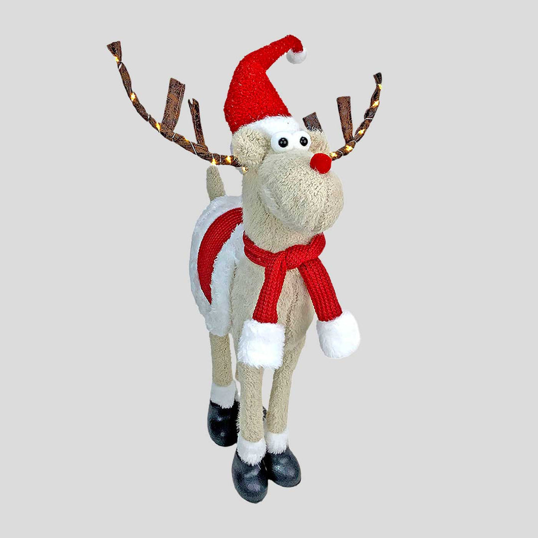 Led Light Horns Rudolf Woolen Decor For Christmas Table Decoration