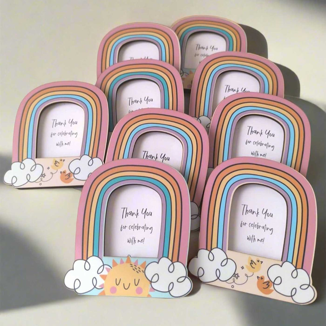 Handmade Rainbow MDF Wood Polaroid Magnet | Set Of 2